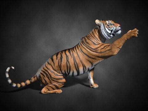 Adult tiger close-up. 3d illustration