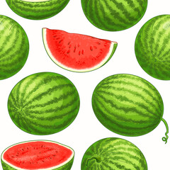 watermelon vector pattern on white background