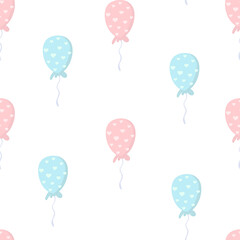 cute gentle pink balloons with hearts. Minimalistic pattern for Valentine day.