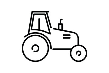 Line tractor truck icon.  Farm tractor  vector sign. farmer logo 