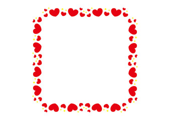赤いキラキラハートのフレーム_正方形