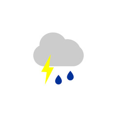light rain with lightning icon vector