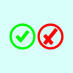 Check mark green and red line icons. Vector illustration. eps - Vector