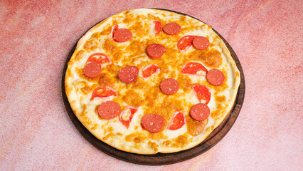 Sucuk pizza isolated close up