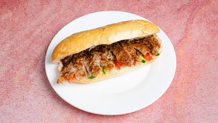 Beef doner kebab isolated close up