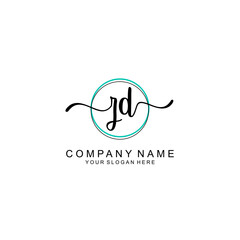 ZD Initial handwriting logo with circle hand drawn template vector