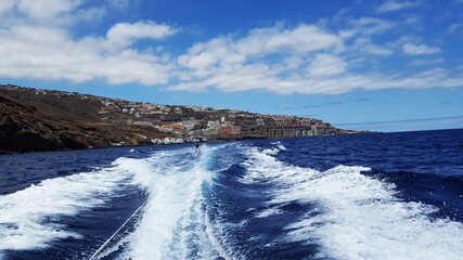 water ski island in the blue ocean