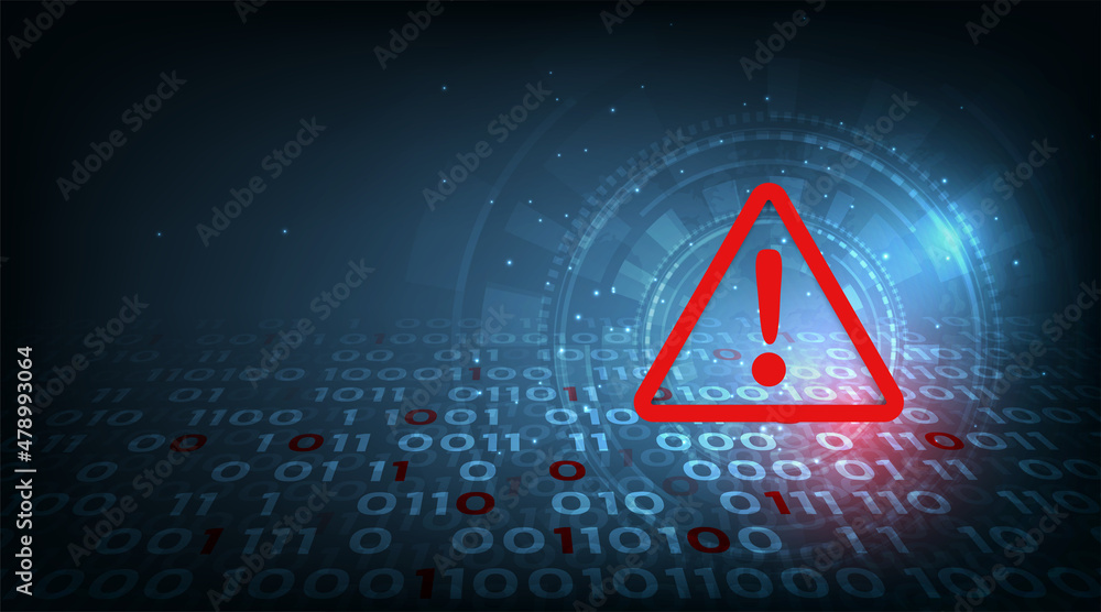 Poster Digital data cyber attack concept design.Red and blue binary code on dark blue background. Cyber Attack vector illustration.