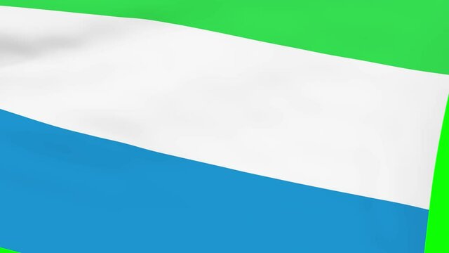Sierra Leone waving flag transition 4k and 1080 HD seamless loop animation. 3d animation on green screen chroma key  for video transition. Realistic Sierra Leone Flag. 3d rendering for video