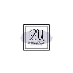 Letter ZU minimalist wedding monogram vector