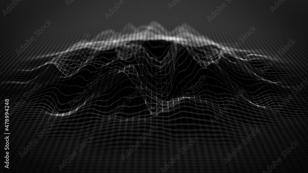 Poster abstract organic network mesh waving fx background loop/ 4k animation of an abstract fractal organic