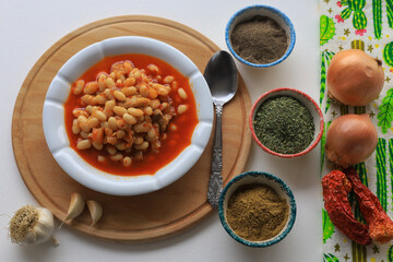Turkish foods dried bean (kuru fasulye)