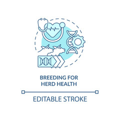 Breeding for herd health turquoise concept icon. Ensuring animal safety abstract idea thin line illustration. Isolated outline drawing. Editable stroke. Roboto-Medium, Myriad Pro-Bold fonts used