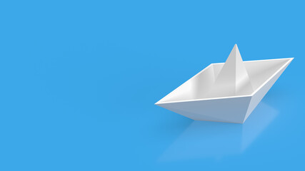 The white boat on blue background for business concept 3d rendering
