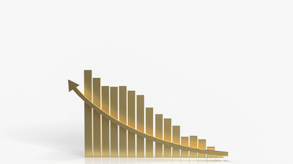 The gold chart arrow up on white background for business concept 3d rendering
