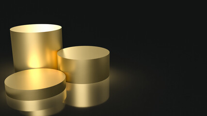 The gold podium  on black background  for presentation  or business concept 3d rendering