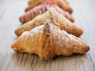 다양한 크루아상, 음식, 베이커리, 빵