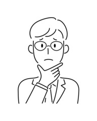 手描き風・困った表情をする男性のベクターイラスト