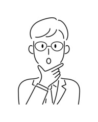 手描き風・びっくりした表情をする男性のベクターイラスト