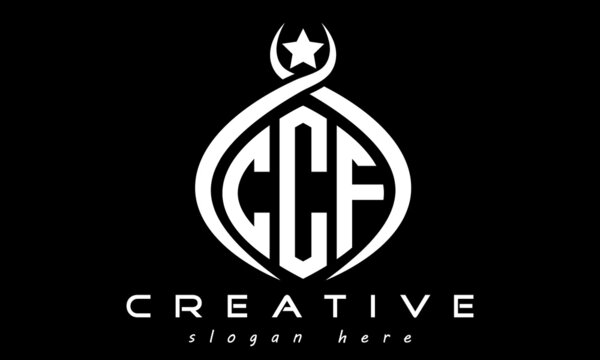 CCF three letters monogram curved oval initial logo design, geometric minimalist modern business shape creative logo, vector template
