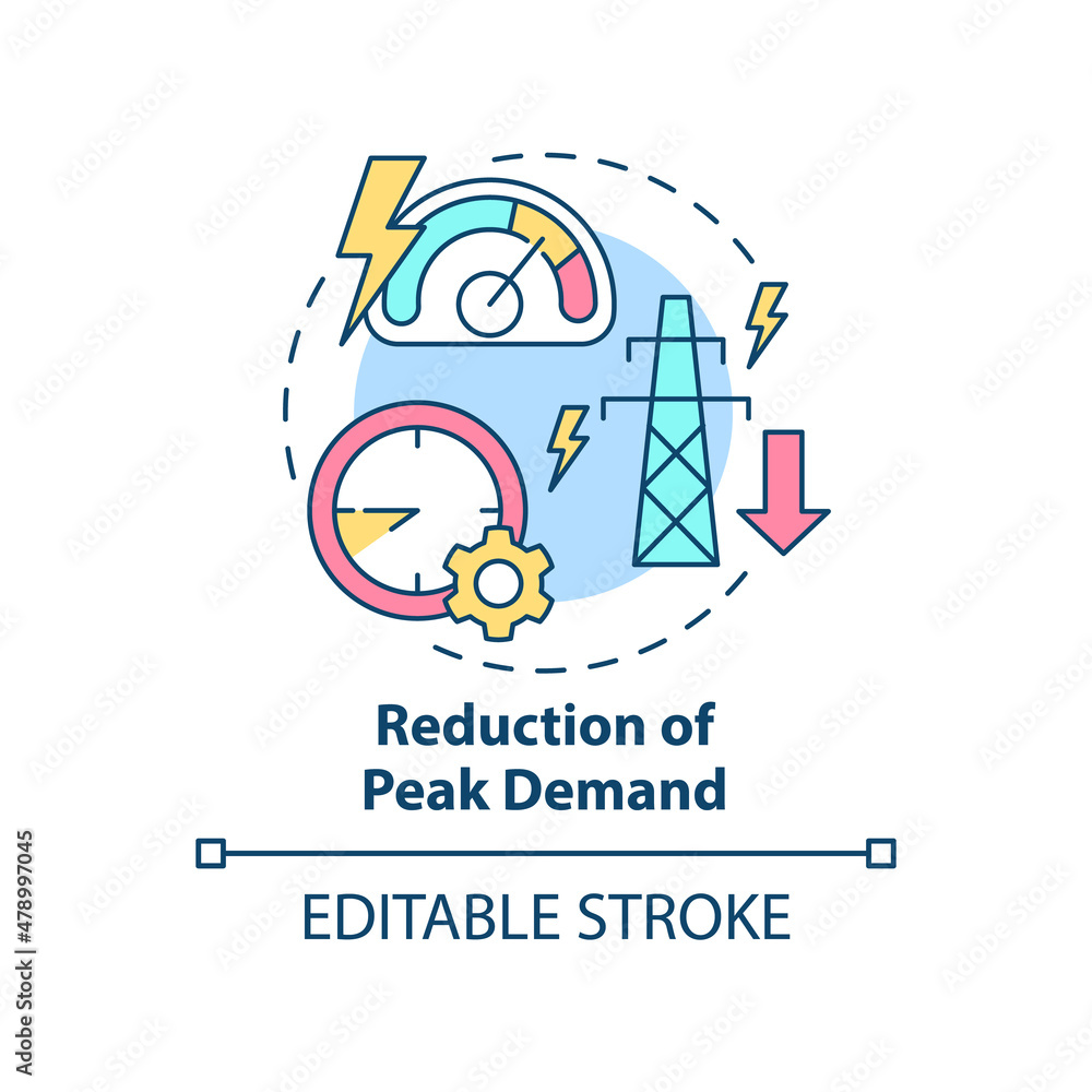 Poster reduction of peak demand concept icon. smart grid system work abstract idea thin line illustration. 