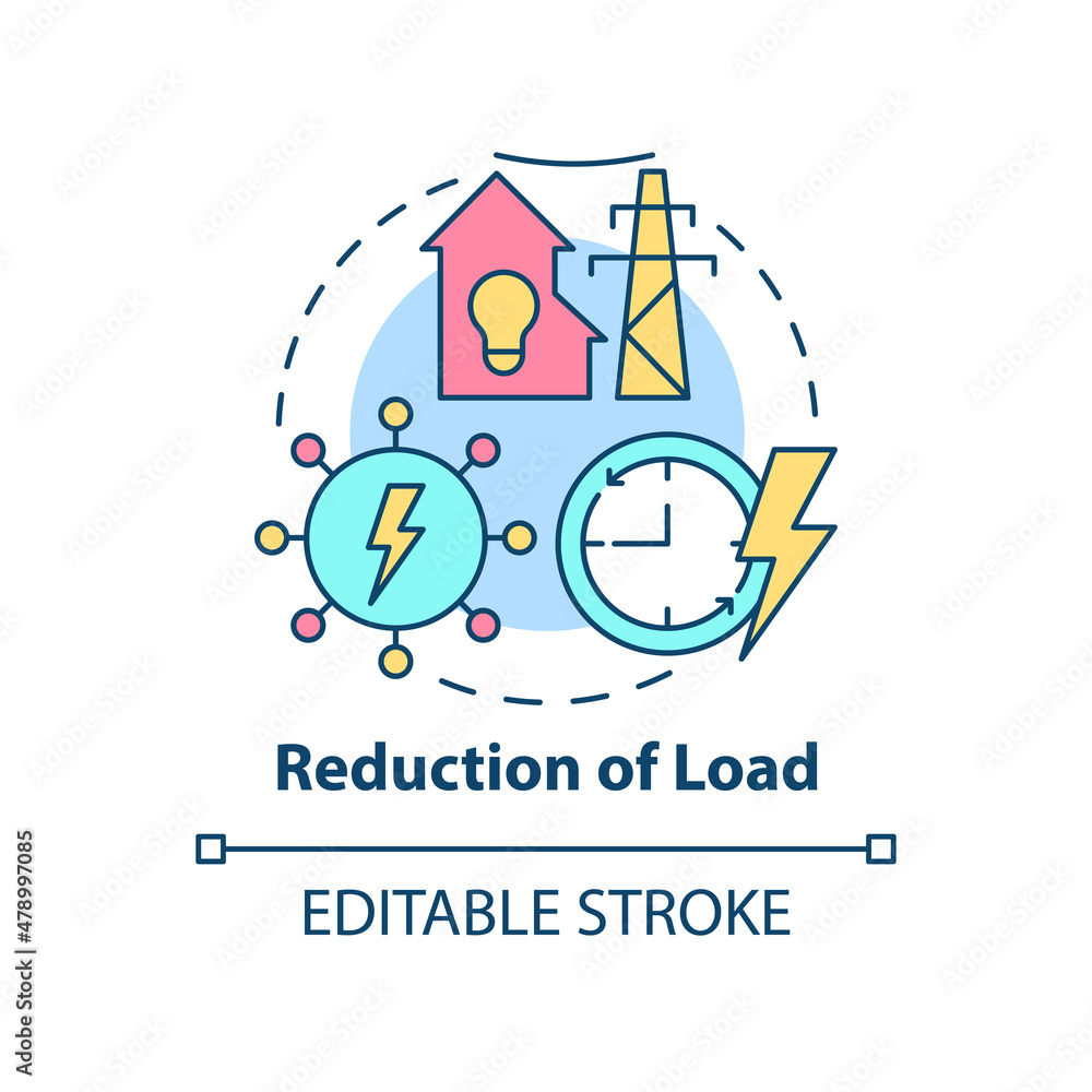 Aufkleber reduction of load concept icon. applications of smart grid abstract idea thin line illustration. iso