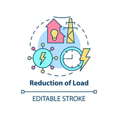 Obraz premium Reduction of load concept icon. Applications of smart grid abstract idea thin line illustration. Isolated outline drawing. Editable stroke. Roboto-Medium, Myriad Pro-Bold fonts used