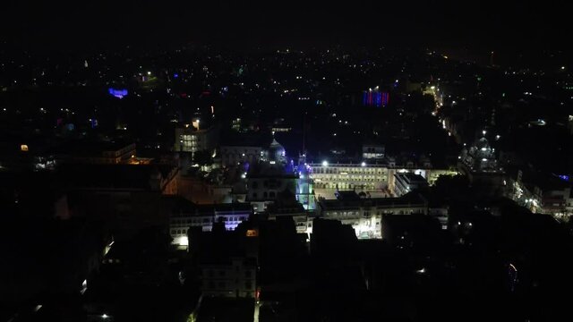 A drone shot of the famous Takht Sri Patna Sahib is a Gurdwara in the neighborhood of Patna Sahib India It was to commemorate the birthplace of Guru Gobind Singh