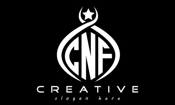 CNF three letters monogram curved oval initial logo design, geometric minimalist modern business shape creative logo, vector template