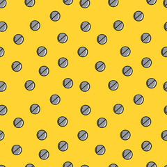 Yellow seamless patterns of gray tablets (pills) pixels 1000x1000.