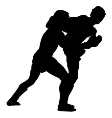 silhouette of pankration athletes