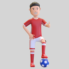 Denmark national football player character man juggling ball 3d render illustration