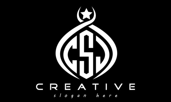 CSJ three letters monogram curved oval initial logo design, geometric minimalist modern business shape creative logo, vector template
