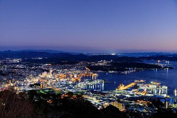 Fototapeta na wymiar 弓張岳展望台から見た夜景　長崎県佐世保市　Night view seen from Yumiharidake Observatory. Nagasaki-ken Sasebo city