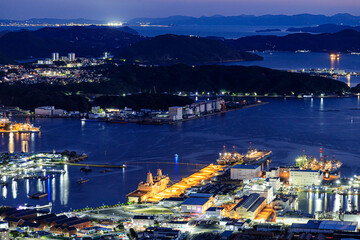弓張岳展望台から見た夜景　長崎県佐世保市　Night view seen from Yumiharidake...