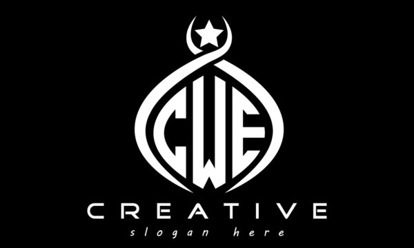 CWE three letters monogram curved oval initial logo design, geometric minimalist modern business shape creative logo, vector template