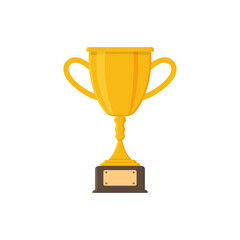 Trophy cup icon in flat style. Goblet prize vector illustration on isolated background. Award sign business concept.