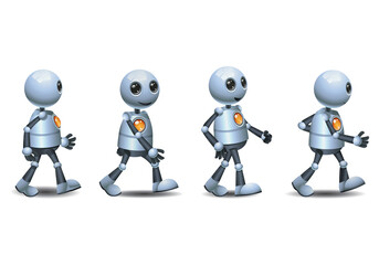 3d illustration of a little robot jogging