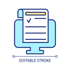 Fototapeta premium E-signing documents RGB color icon. Applying electronic signature. Creating e-contract. Online agreement. Isolated vector illustration. Simple filled line drawing. Editable stroke. Arial font used