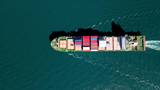 Cargo ship crossing the ocean 4K 60fps