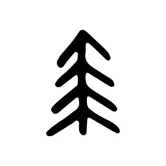 Fototapeta premium Rustic doodle Christmas tree. Winter forest hand drawn vector illustrator