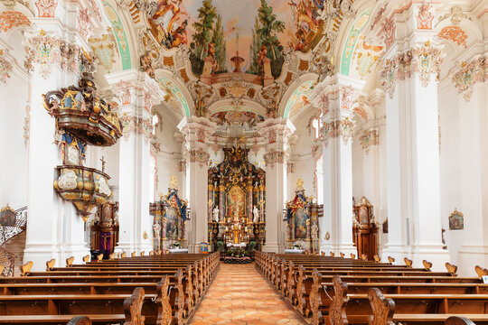 Pilgrimage Church of Steinhausen, Upper Swabian Baroque Route, Upper Swabia, Baden-Wurttemberg