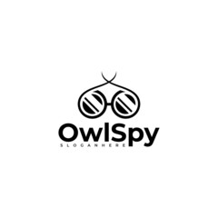 binoculars and owl, logo design vector