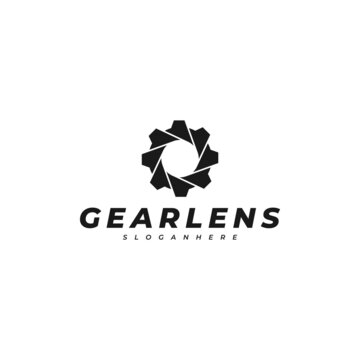 gear and lens logo design vector