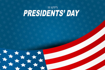Happy Presidents day. Advertisement background or cover. USA national symbolic background with the flag. American public holiday. Realistic vector illustration.