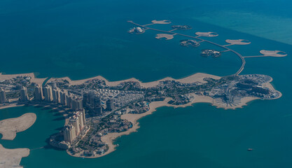 Aerial of an artifical island, Qatar