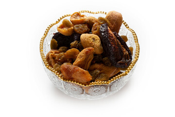 dried fruits in glass bowl