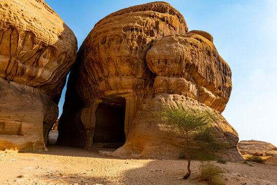 Rock tomb, Madain Saleh (Hegra) (Al Hijr), UNESCO World Heritage Site, Al Ula