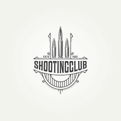 shooting club classic vintage line art logo template vector illustration design