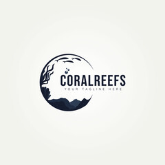 silhouette coral reef aquatic ocean icon logo template vector illustration design © BLAZYBONE